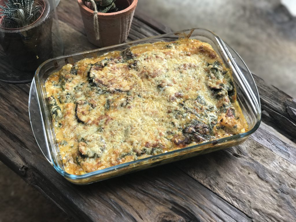 Groentelasagne met spinazie en aubergine