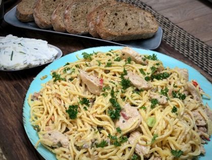 pasta met citroenkip in een romige saus