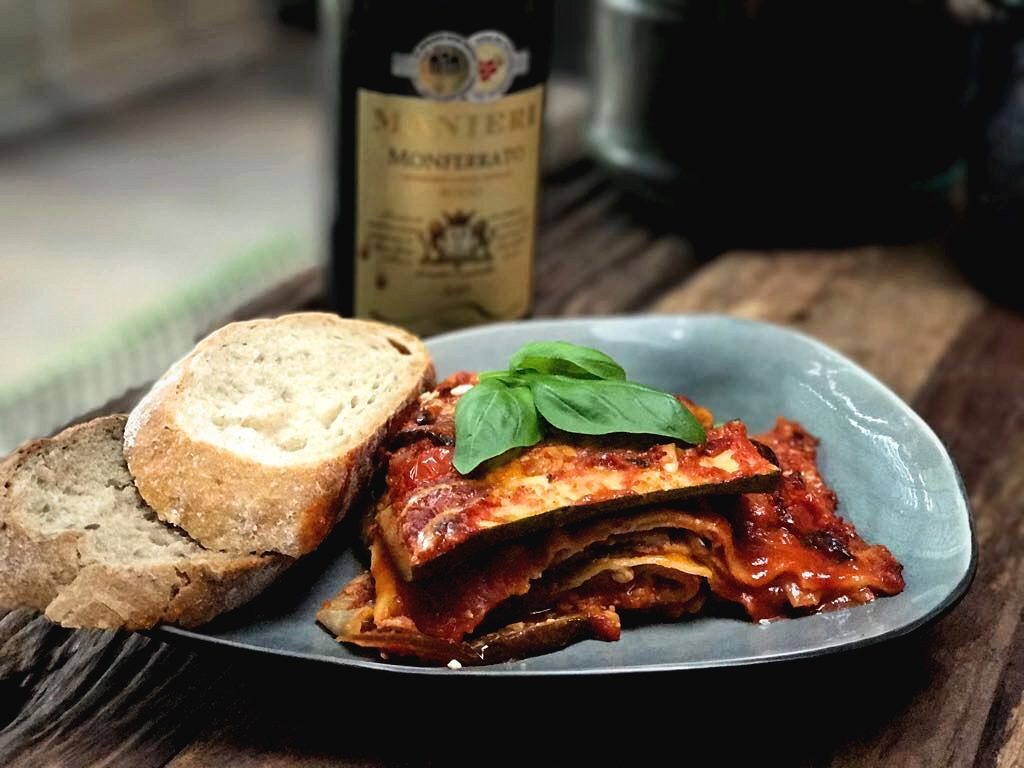 lasagne met aubergine en courgette