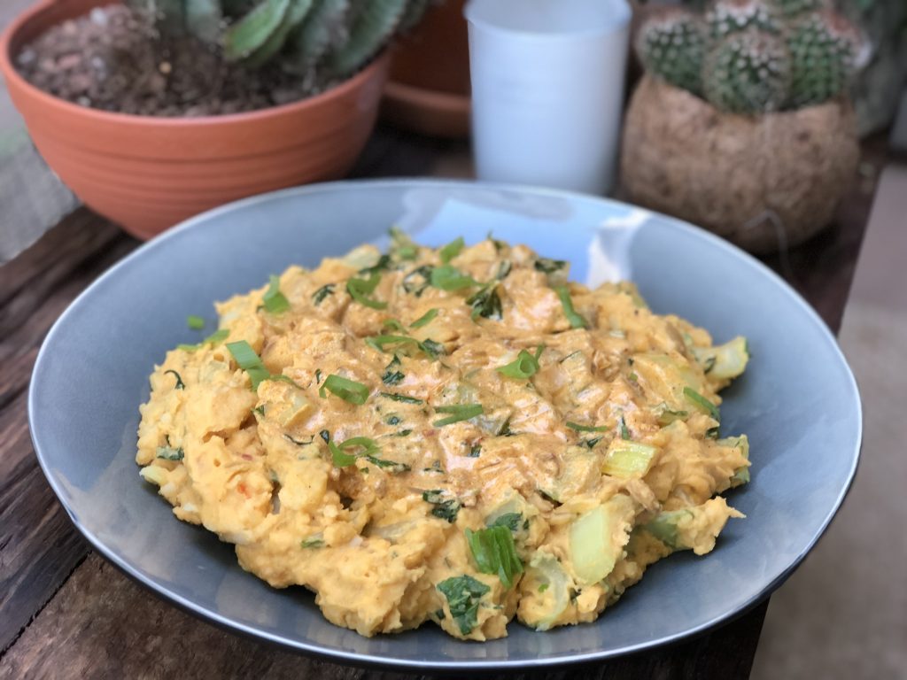 paksoi stamppot met kaas en rookworst