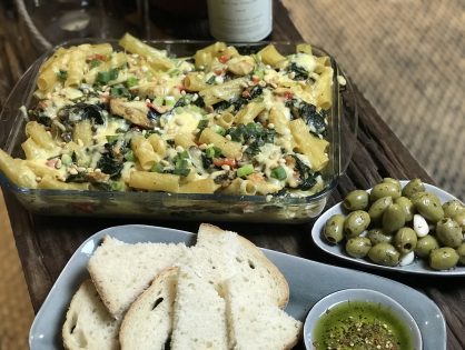 pasta ovenschotel met spinazie en kip