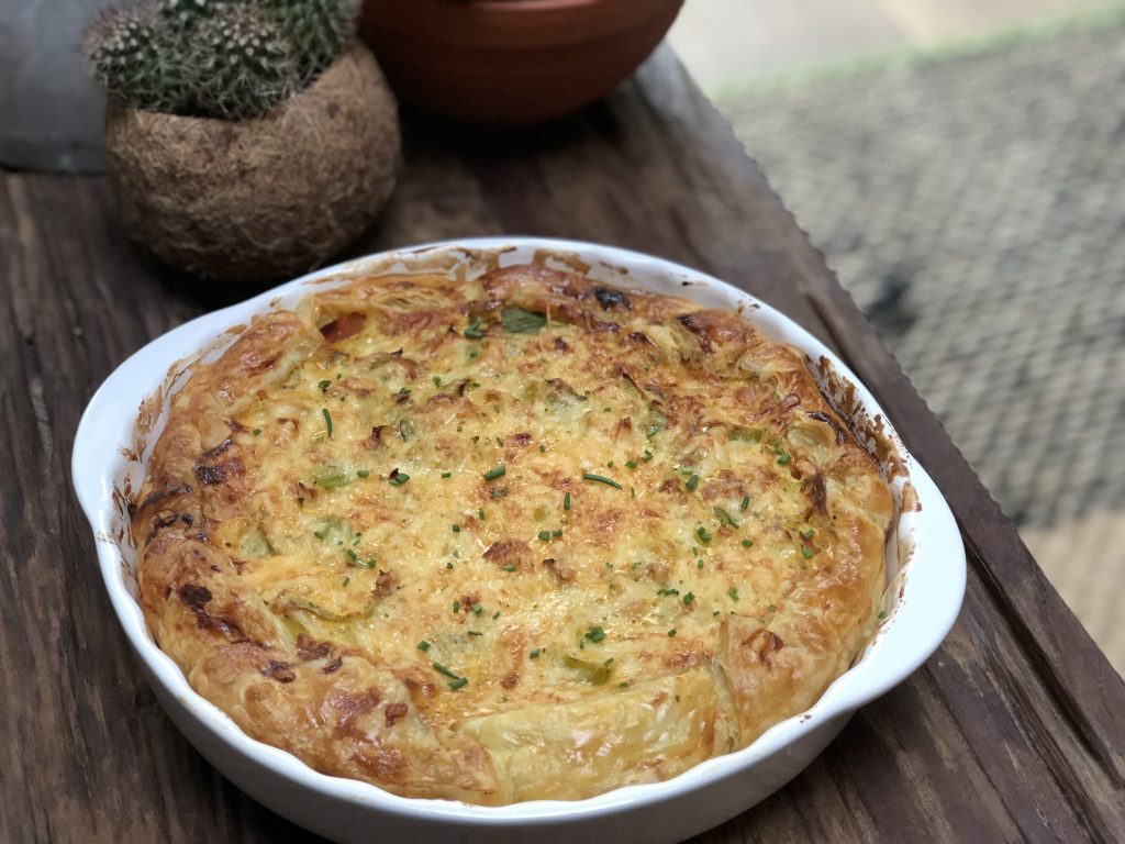 Hartige preitaart met ham en kaas