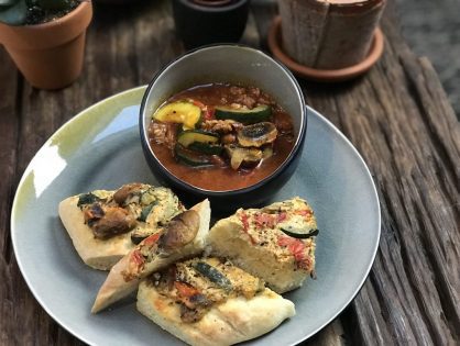 focaccia met geroosterde groenten