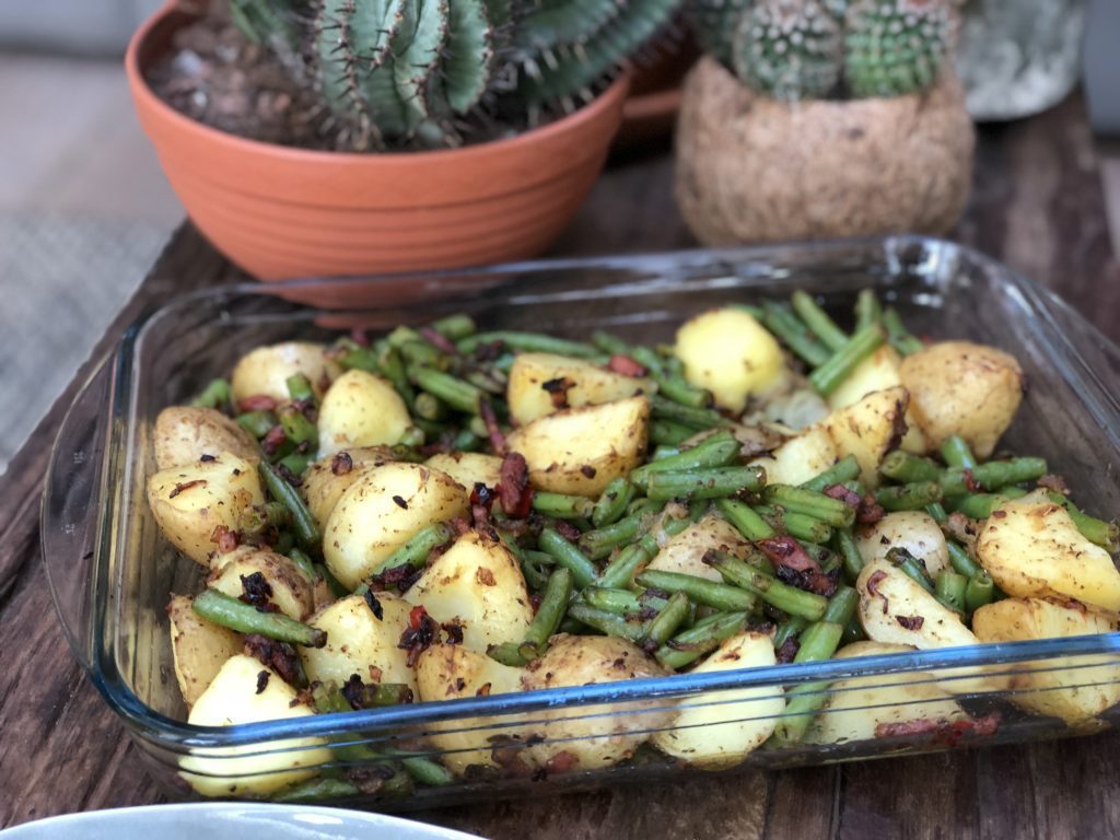 Pittige sperziebonen ovenschotel