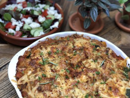 aardappel ovenschotel met tonijn, courgette en tomaat