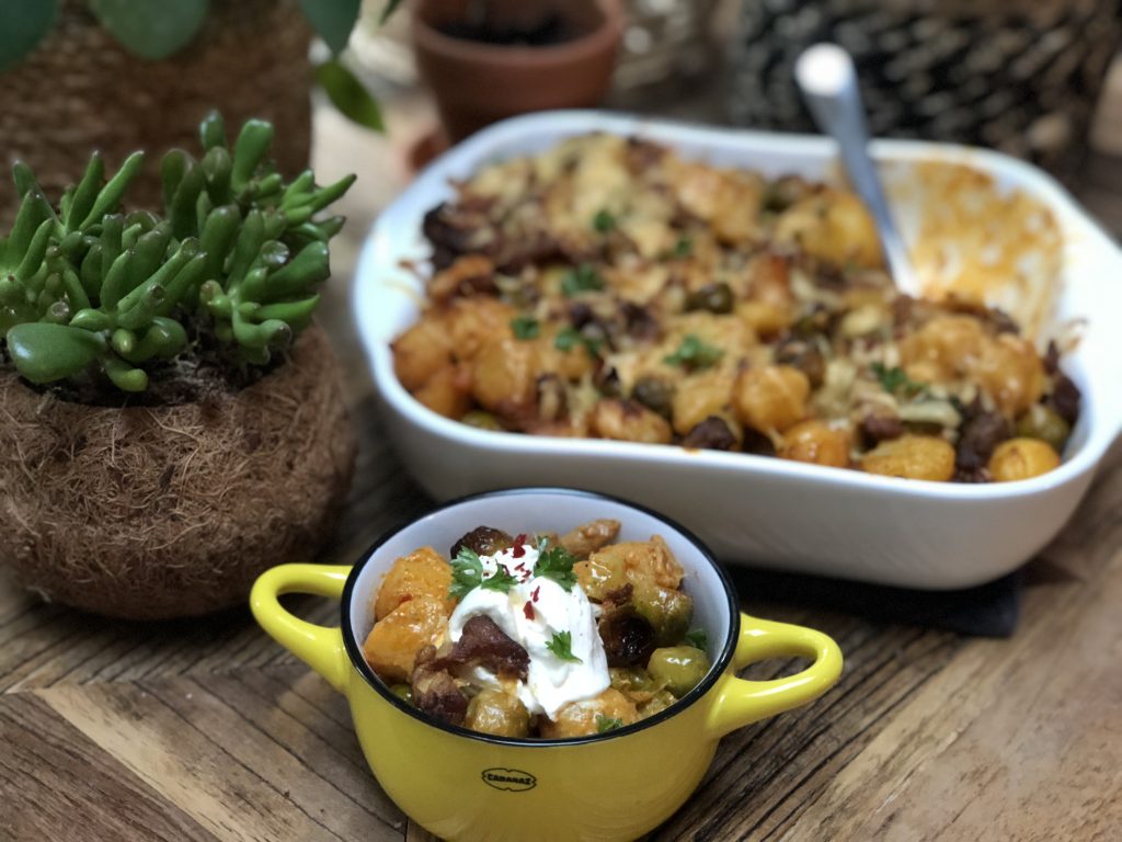 recept krieltjes ovenschotel met spruitjes en shoarma