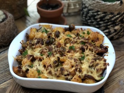 Krieltjes ovenschotel met spruitjes en shoarma