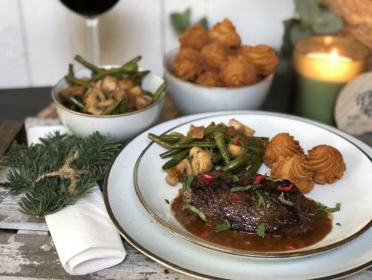 Indische ossenhaas met spek en boontjes