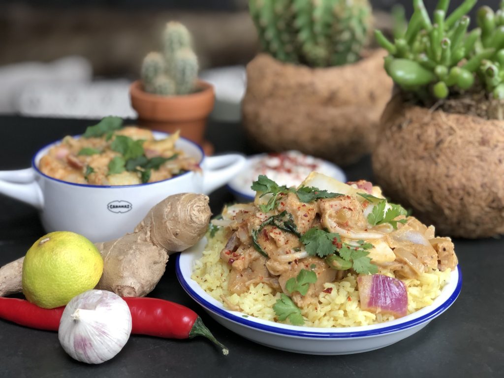 recept vegan stoofvlees met jackfruit in een romige rode currypasta