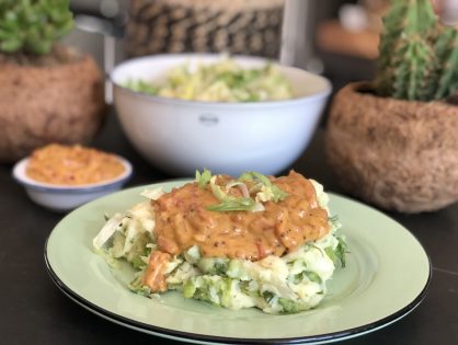 andijviestamppot met spekjes in mosterdroomsaus