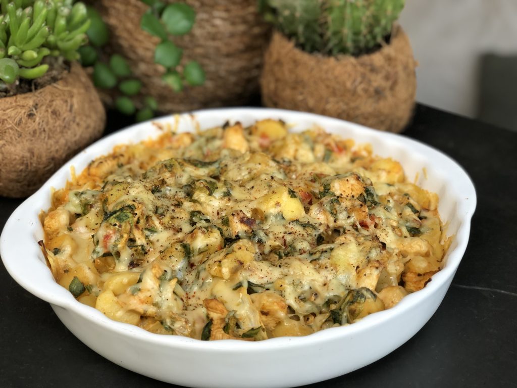 recept ovenschotel met krieltjes, andijvie, kip en Boursin 