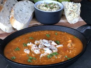 tomatensoep van geroosterde tomaten met kip