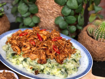 prei stamppot met kip ketjap