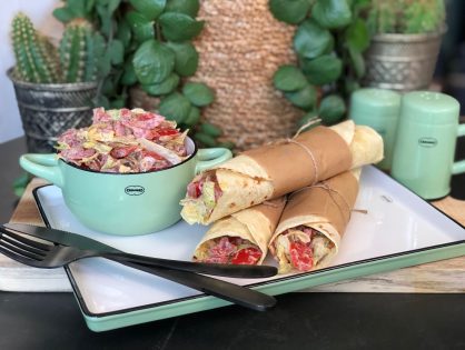 BLT wraps met spek, tomaat en sla
