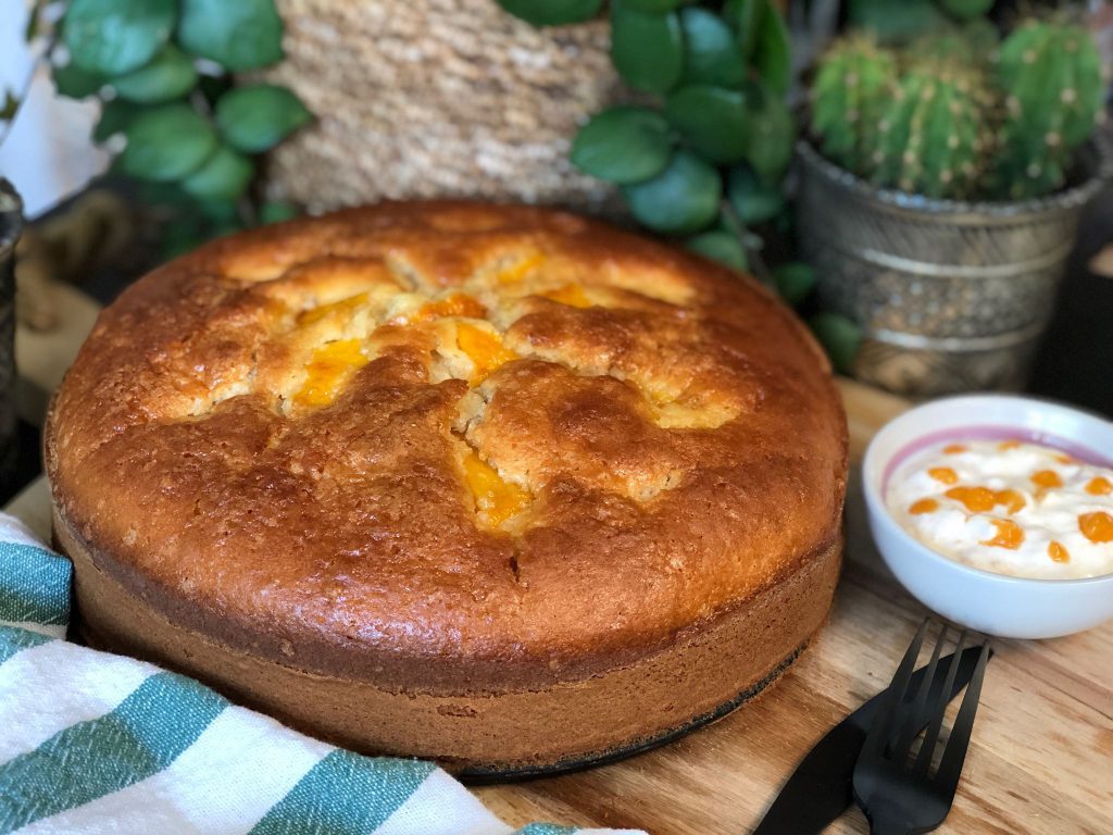 recept nectarine taart / cake met frisse yoghurtsaus