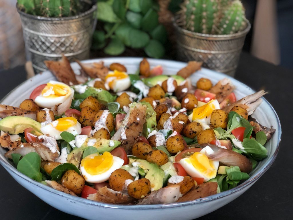 salade met makreel en krieltjes