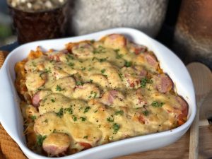 hutspot ovenschotel met rookworst