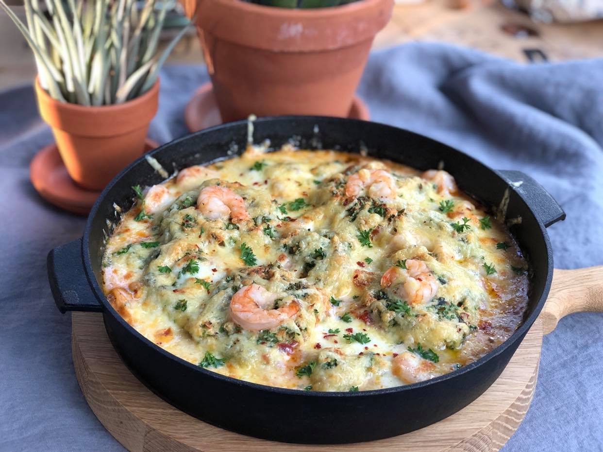 vis stoof met kabeljauw en garnalen