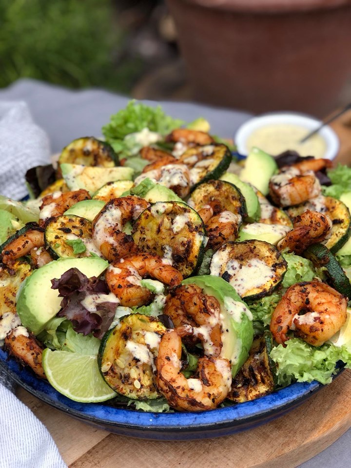 salade met gamba's en courgette