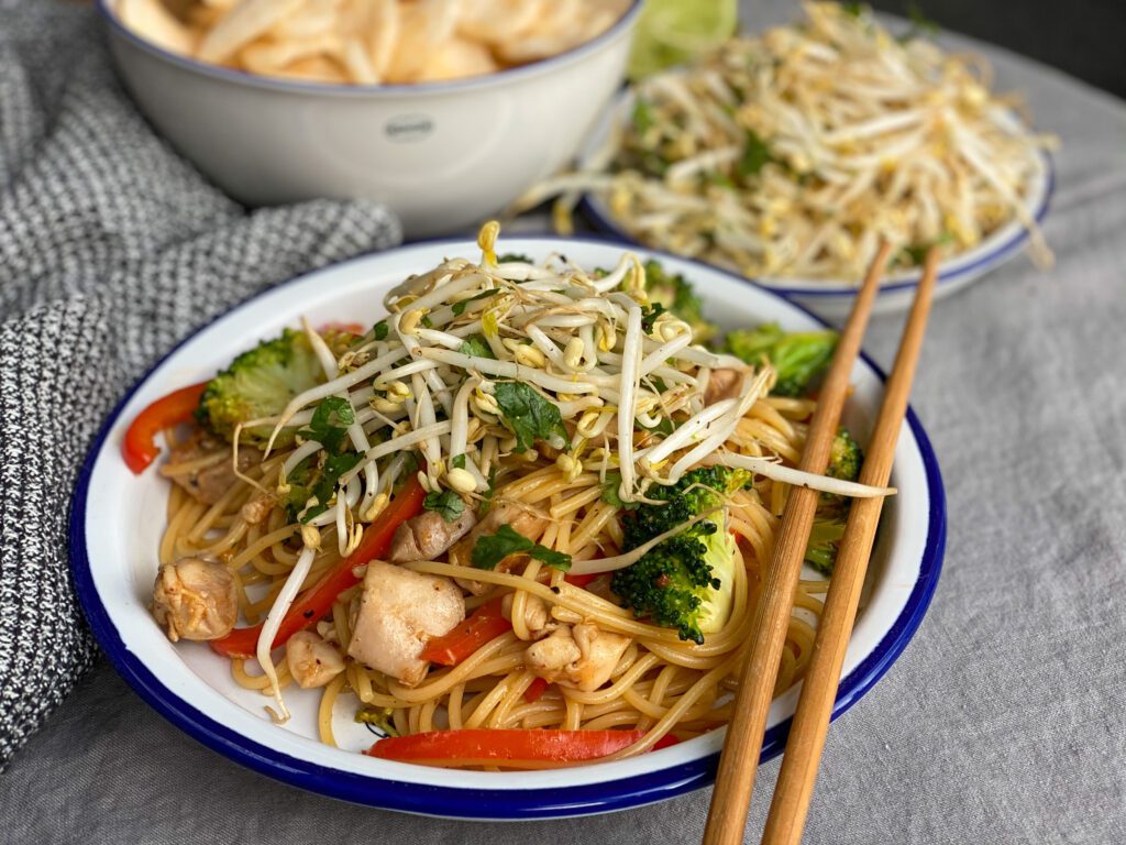 roerbak met kip en broccoli en paprika