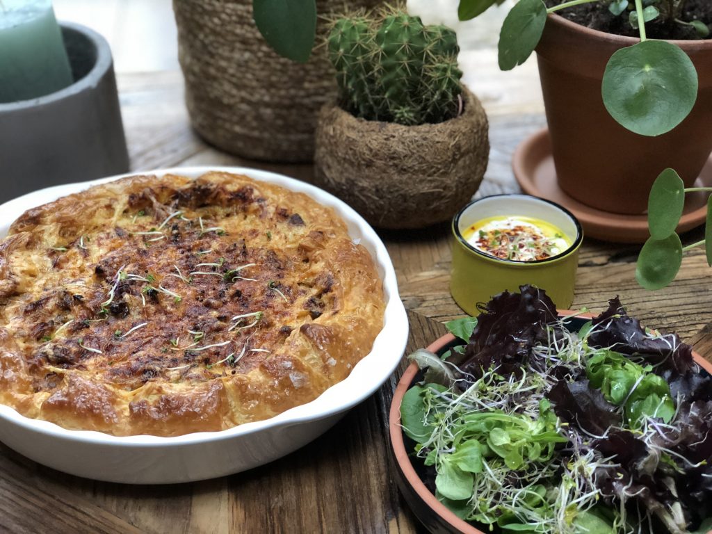 hartige taart met shoarma en prei