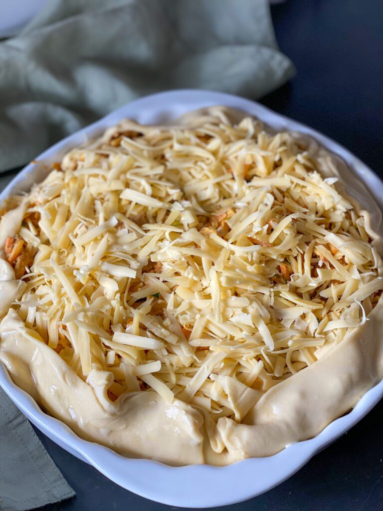 hartige taart met wokgroente en shoarma