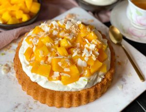 simpel taartje met mango en kokos