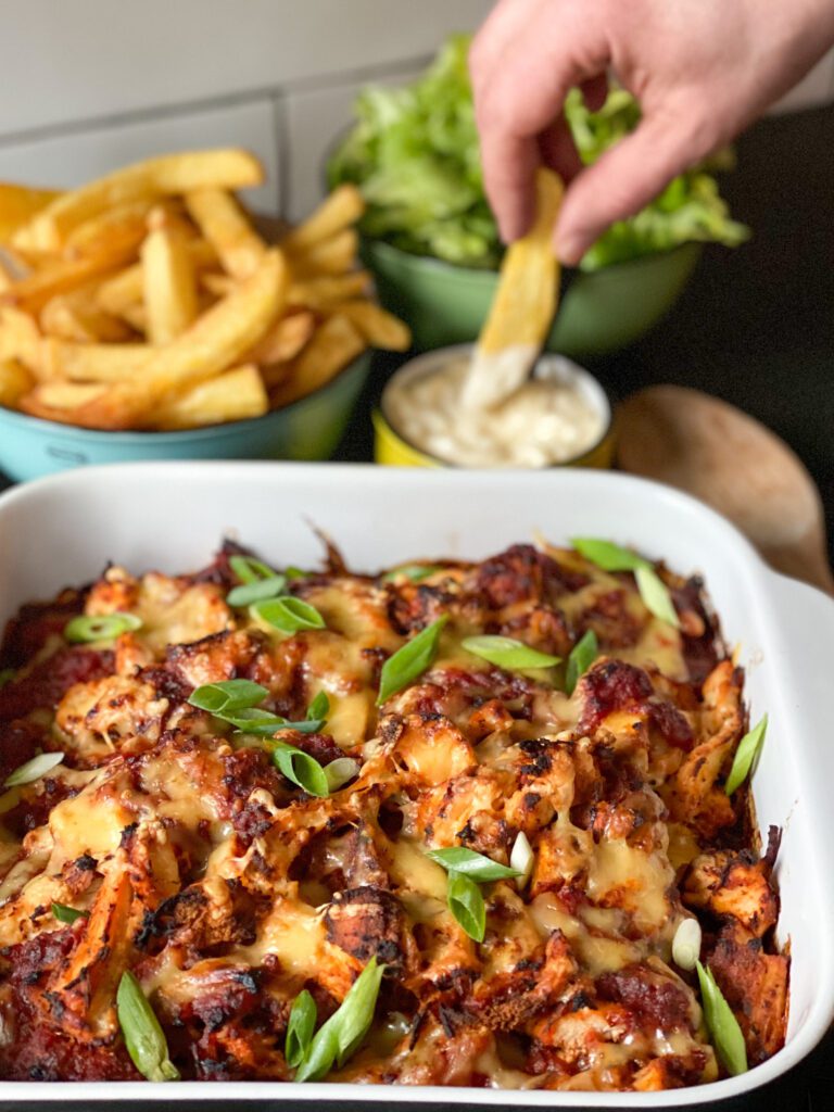 pittige kip in tomatensaus ovenschotel