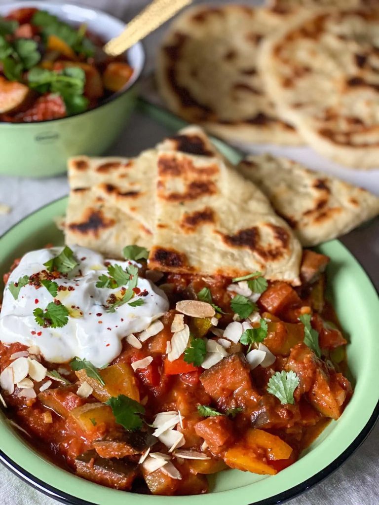 vegetarische stoof met aubergine en courgette