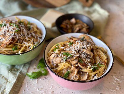 spaghetti met champignon roomsaus