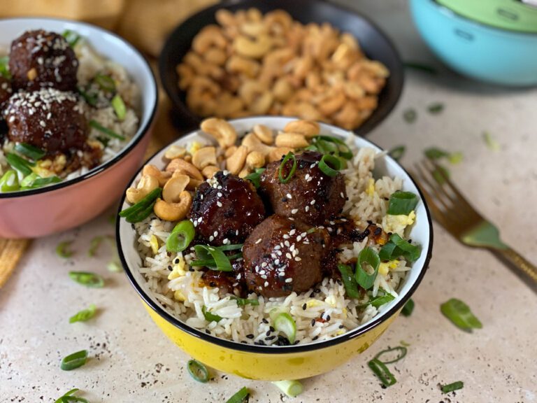 gehaktballetjes in zelfgemaakte teriyaki saus