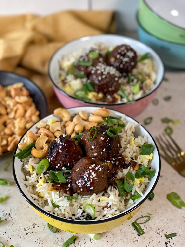 gehaktballetjes in zelfgemaakte teriyaki saus 