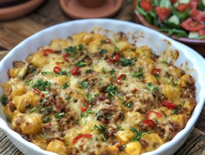 krieltjes ovenschotel met kruidig gehakt en kaas