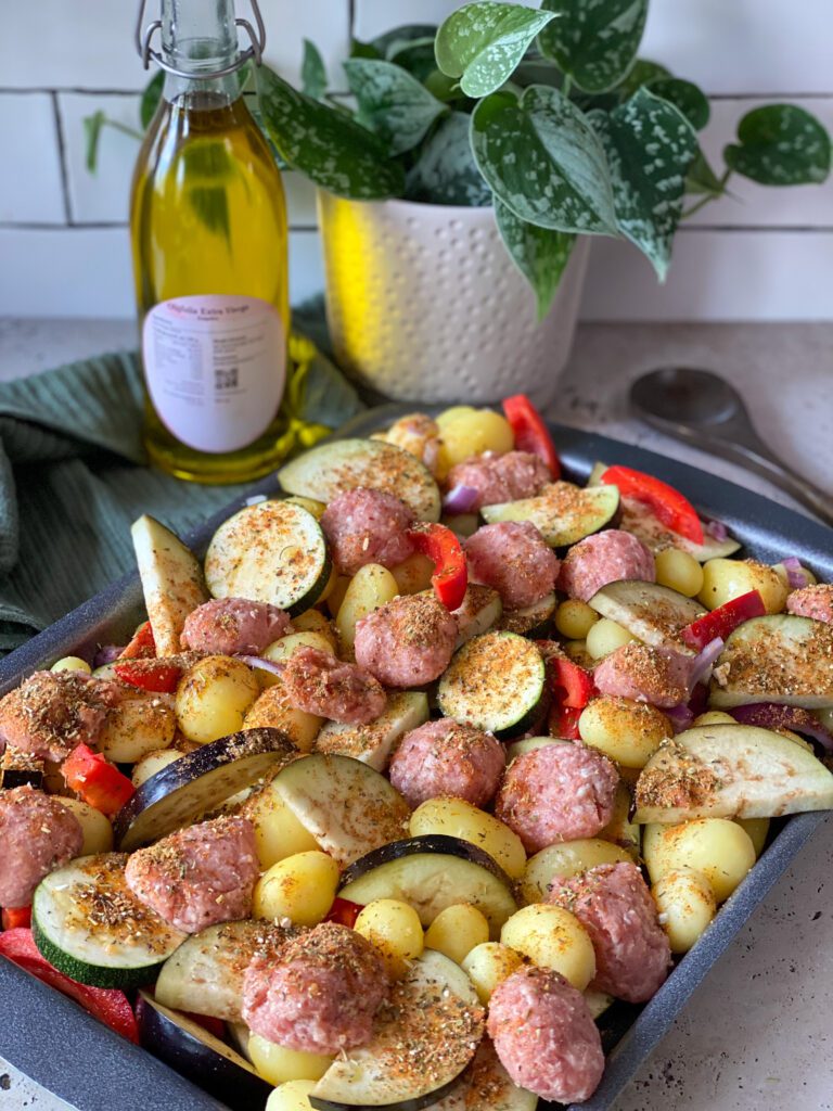krieltjes ovenschotel met aubergine