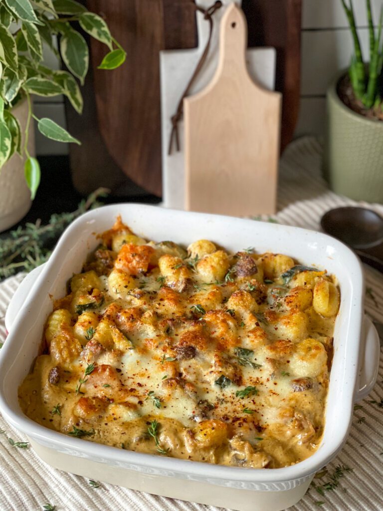 gnocchi ovenschotel met pompoen en spek