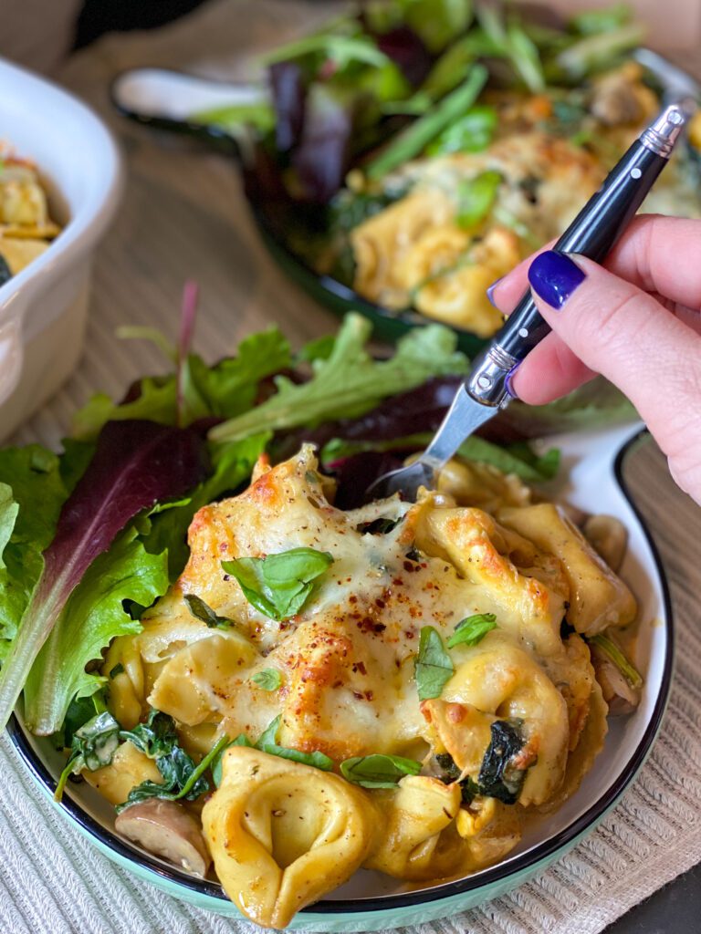 romige tortellini ovenschotel met spinazie