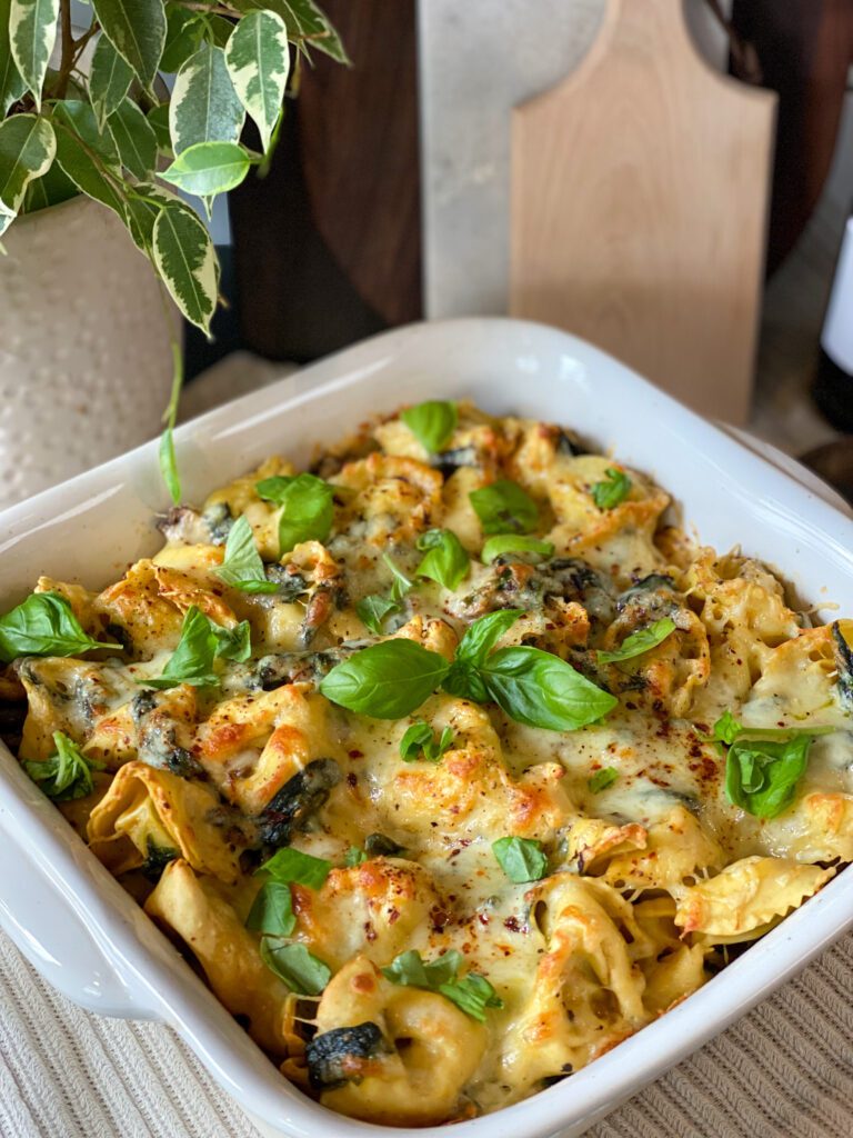 romige tortellini ovenschotel met spinazie