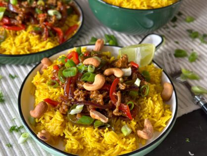 Aziatisch gehakt met kruidige rijst