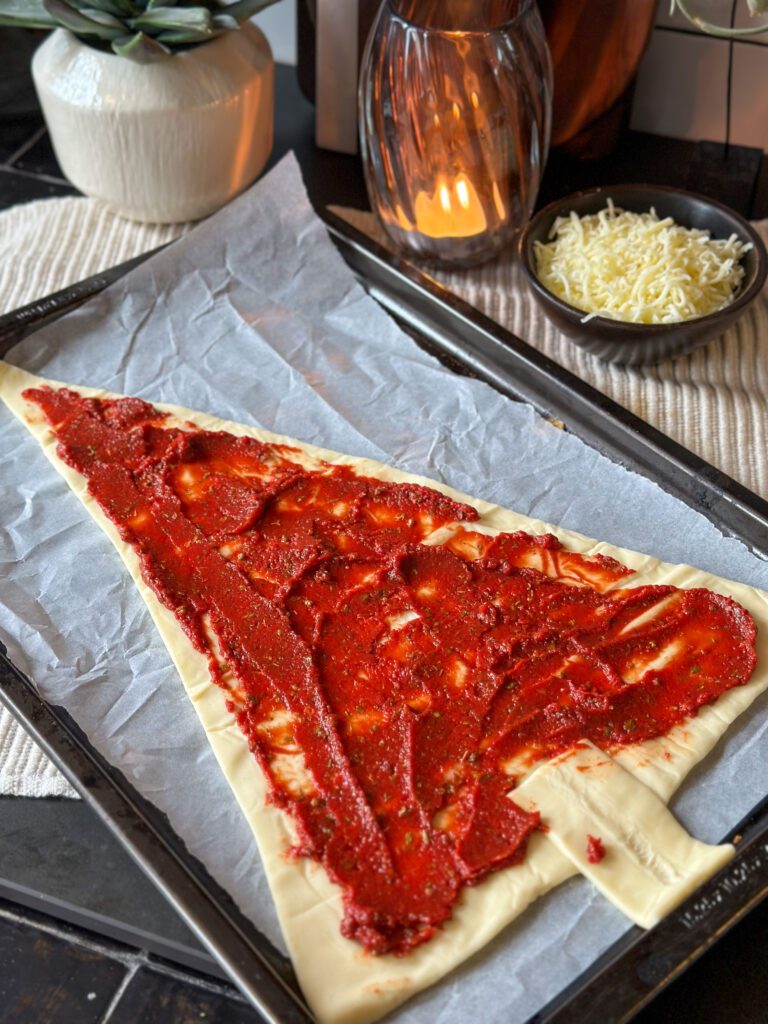 Bladerdeeg pizza Kerstboom