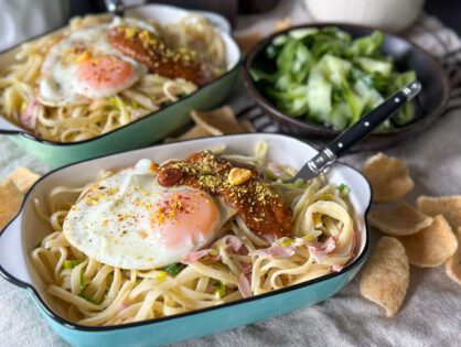 Chinese bami met prei en ham