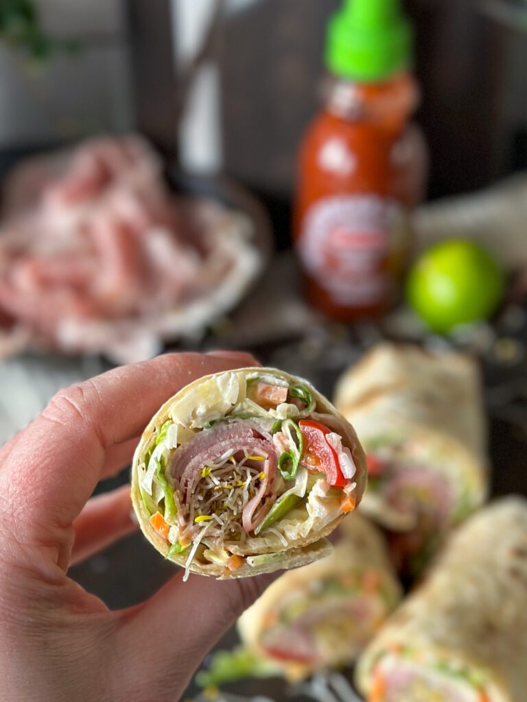 wraps met ham en pittige sla 