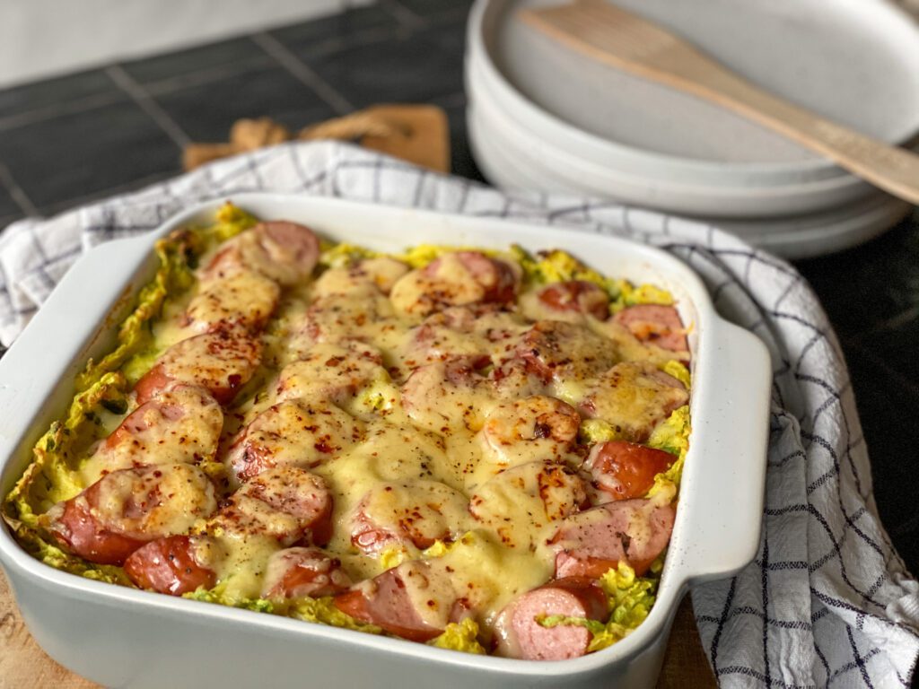 kruidige andijviestamppot ovenschotel