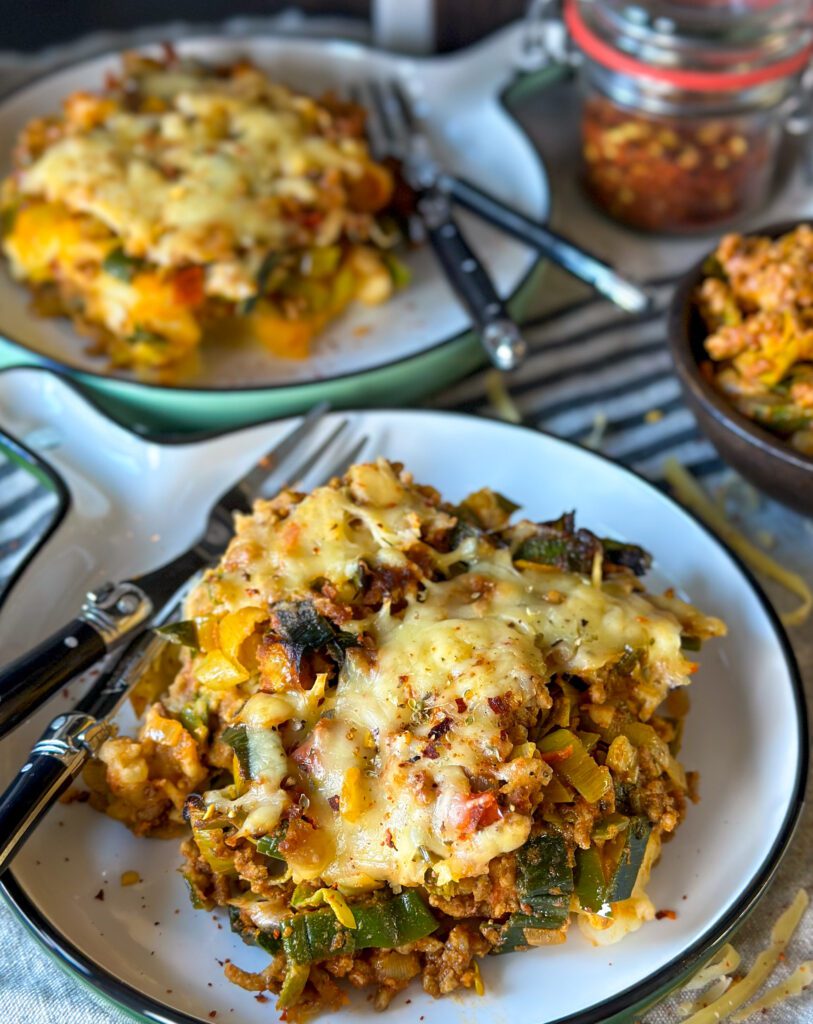 prei ovenschotel met gehakt en puree 
