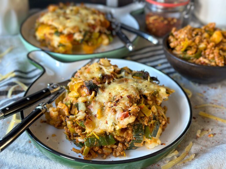 prei ovenschotel met gehakt en puree