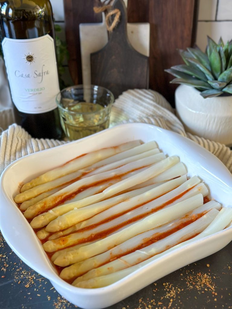 Gegratineerde witte asperges