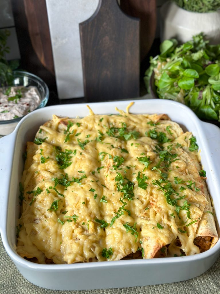 wraps met kruidig gehakt uit de oven