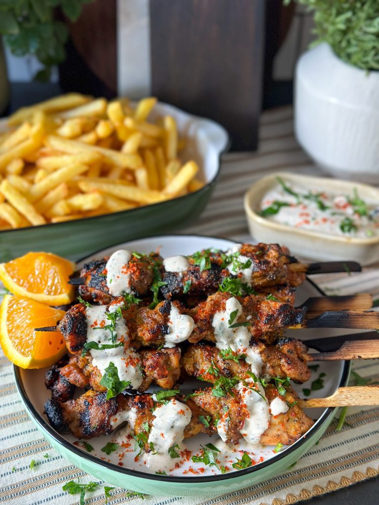 kipspiesjes met sinaasappel en sambal