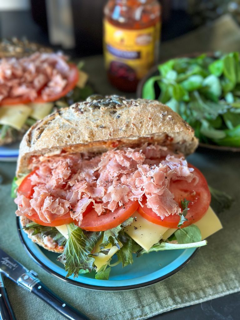 broodje gezond met gebakken ham