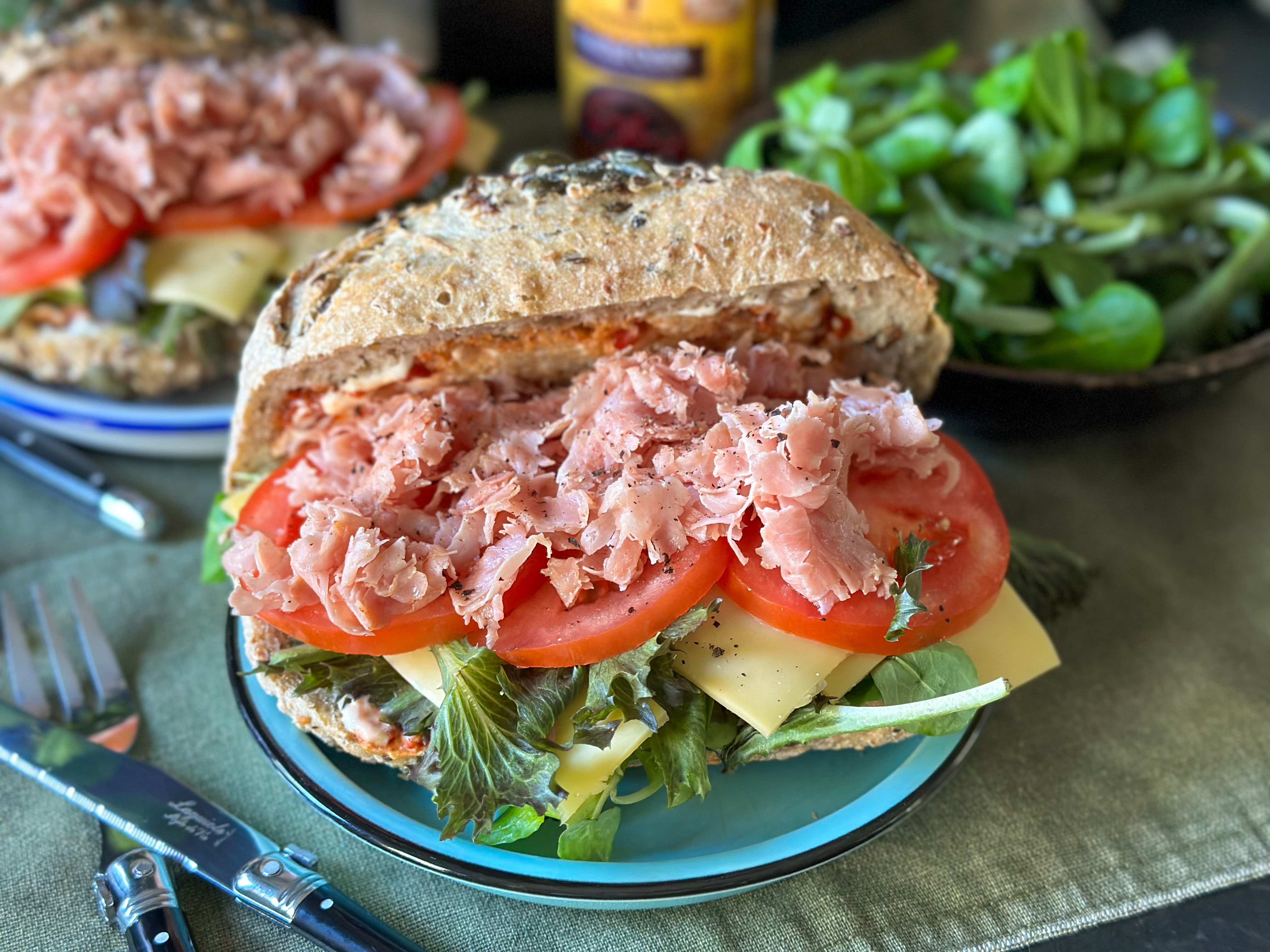 broodje gezond met gebakken ham
