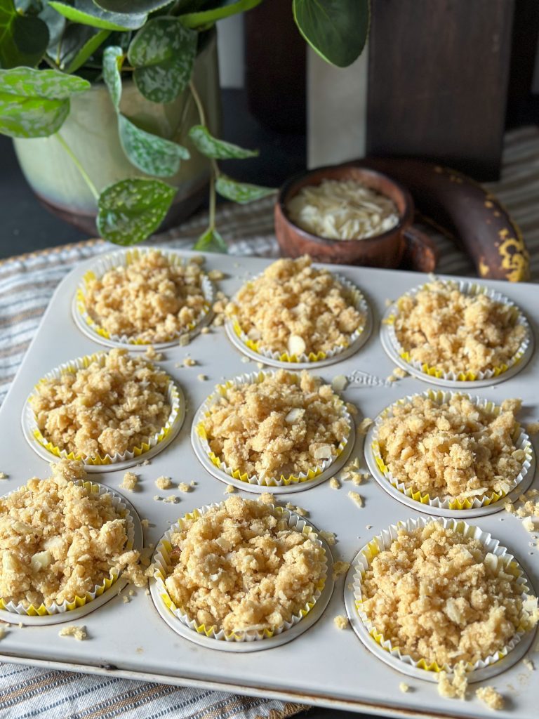 Bananen muffins met kaneel en crumble